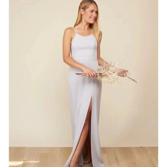 Park & Fifth Rosewood Halter Maxi Dress Dove Grey Size 4 - Picture 2 of 15